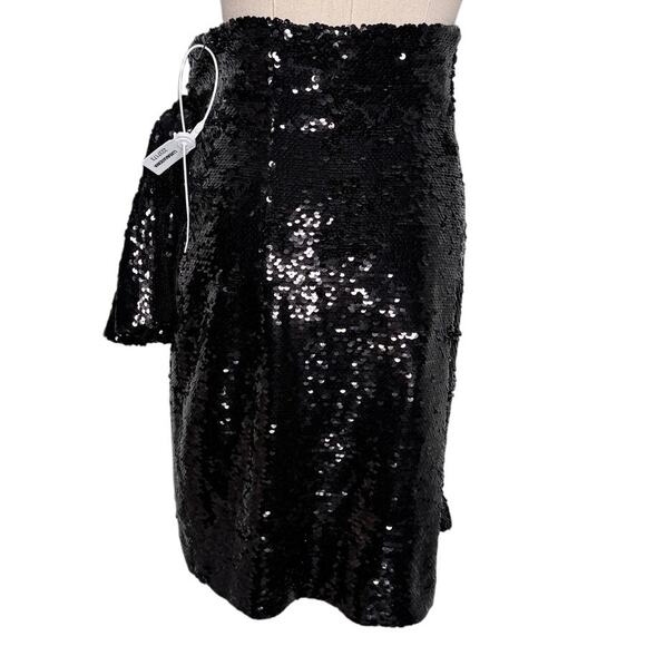 16Arlington Sequin Bow Mini Skirt Black Size 4 Statement Party Designer Sparkle - Picture 6 of 11